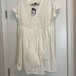 Babydoll White Linen/Rayon Dress.